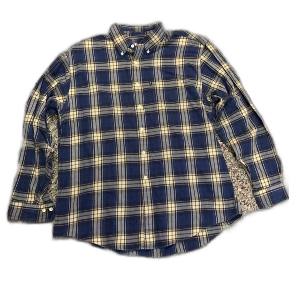 Brooks Brothers Navy Ivory Plaid Cotton Flannel Button Down Shirt Size Large - Picture 2 of 11